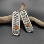Boucles d’oreilles en argent tissé et opales de feu