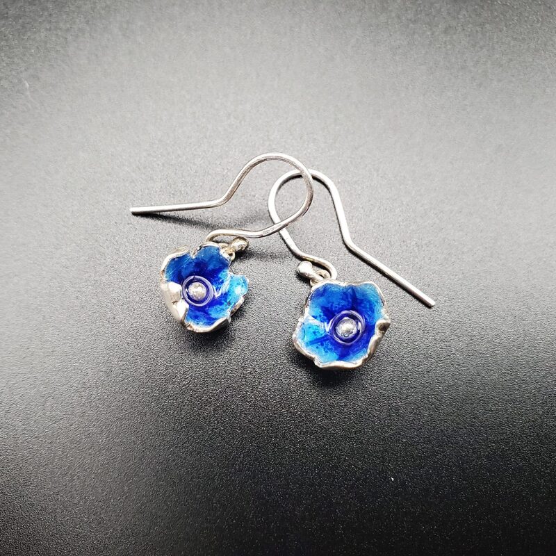 Boucles d’oreilles fleurs bleues