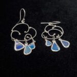 Boucles d’oreilles « nuage » en argent et émail