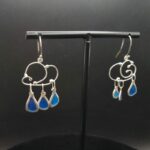 Boucles d’oreilles « nuage » en argent et émail « plique-à-jour »
