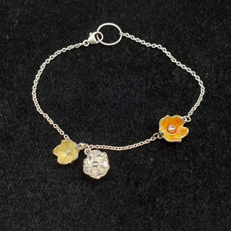 Bracelet sonore « Conter fleurette » en argent et émaux