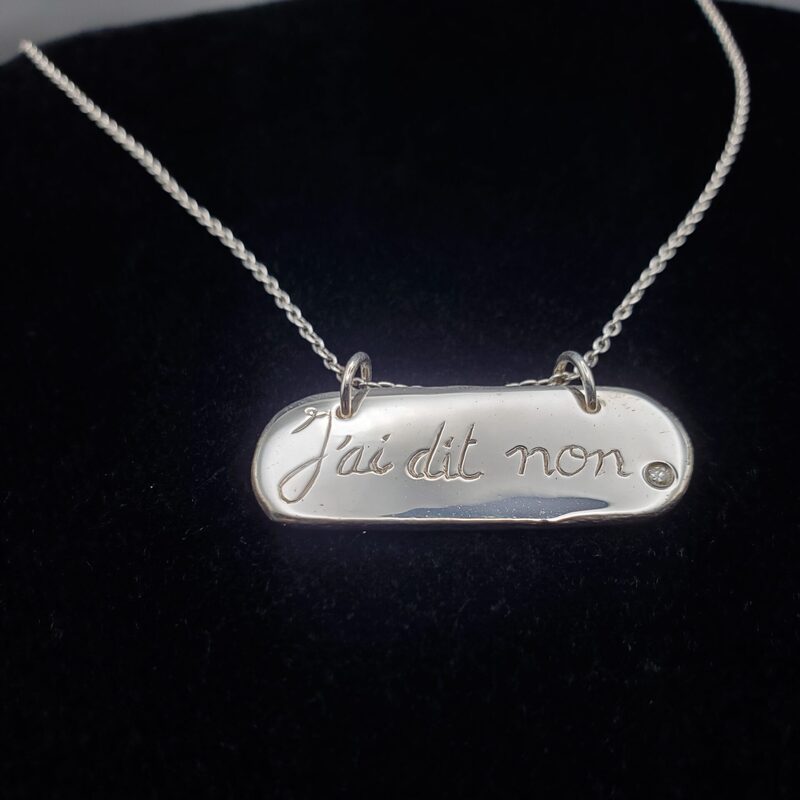 Collier « j’ai dit non » argent et diamant