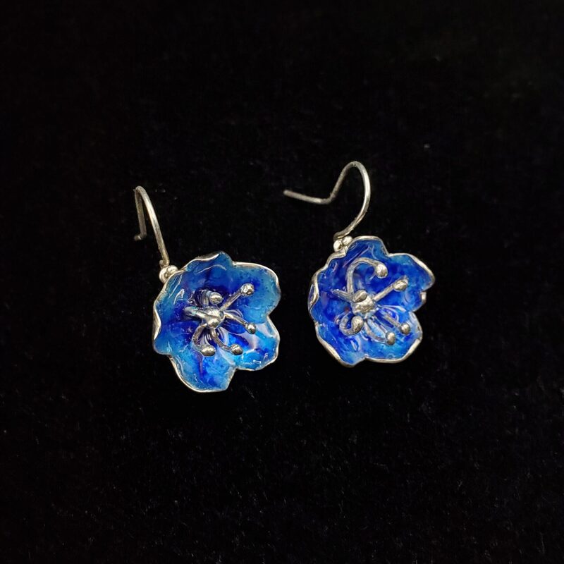 Grandes boucles d’oreilles bleues « Conter fleurette »