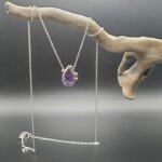 Pendentif améthyste poire et granules d’argent